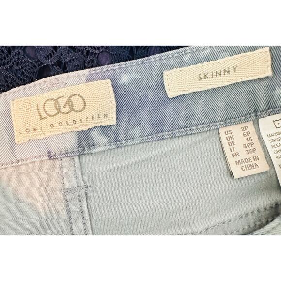 LOGO Lori Goldstein Brook Blue Petite Printed Stretch Twill Ankle Jeans Size 2P - Picture 6 of 10